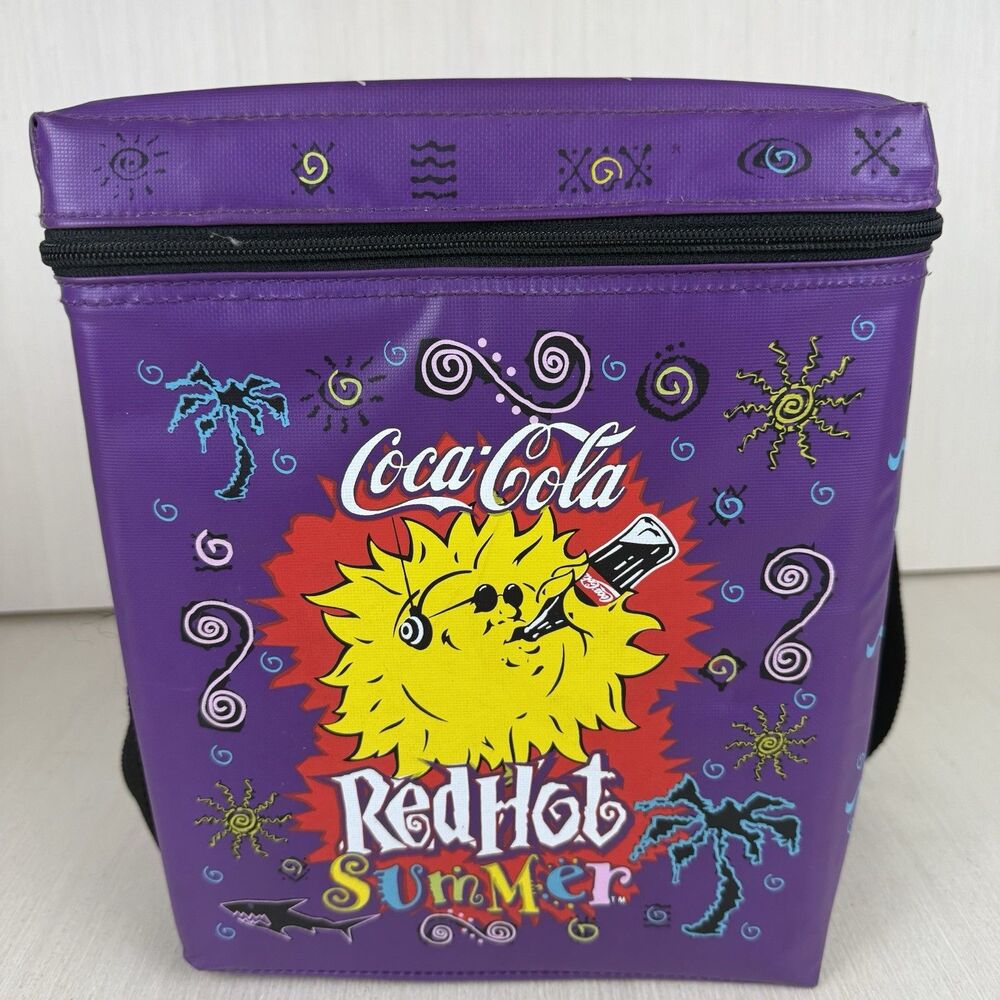 Coca-Cola Red Hot Summer Purple Insulated Cooler Bag Coke Soda Beach Collectible